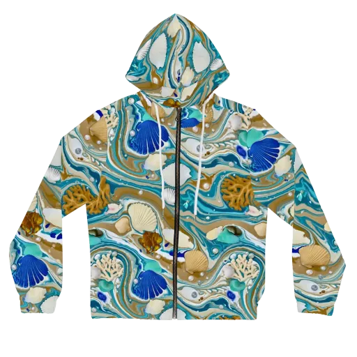 Aegean Marbling on a Women's Full-Zip Hoodie
