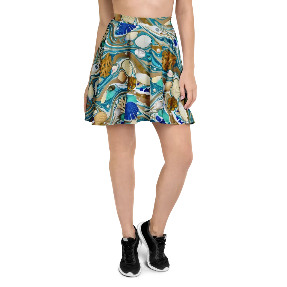 Aegean Marbling on Skater Skirt — Front