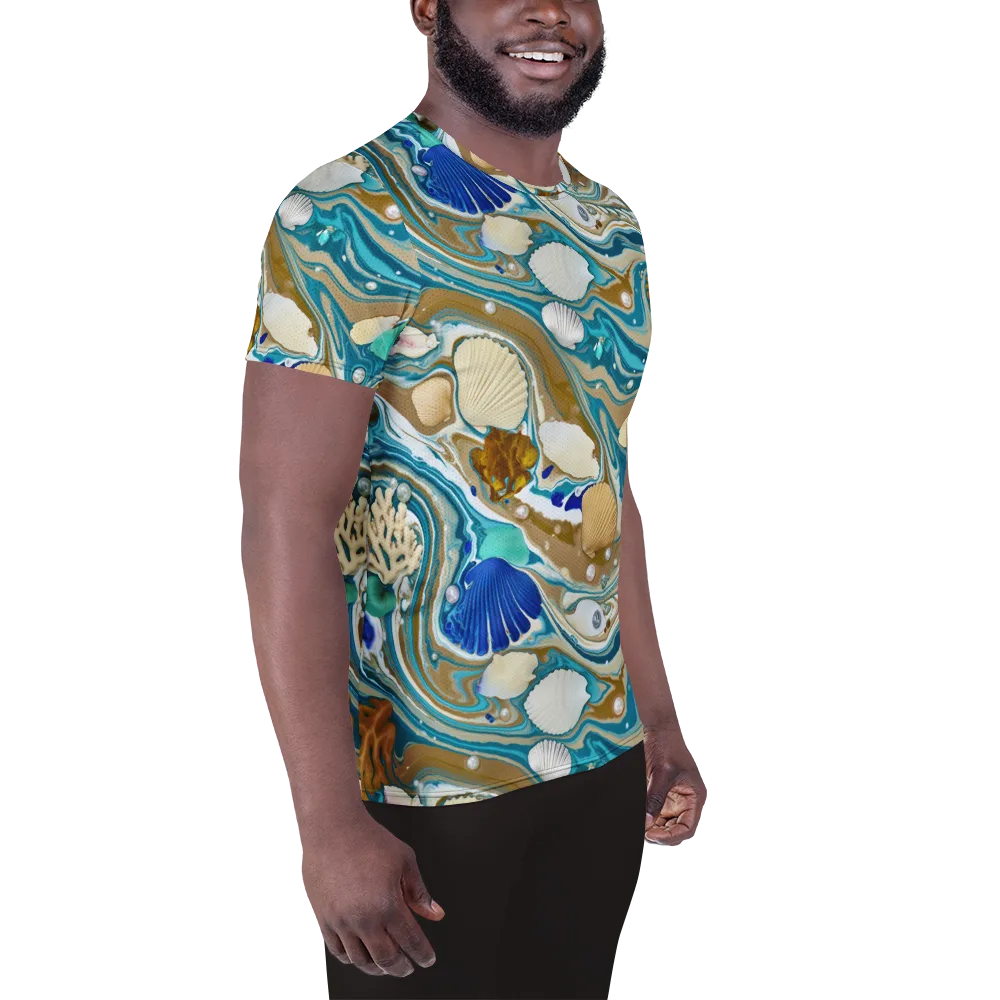Aegean Marbling on Men's Athletic T-Shirt — Right