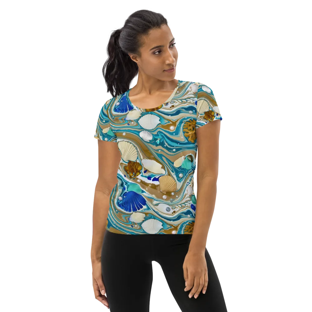 Aegean Marbling on Women's Athletic T-Shirt — Front