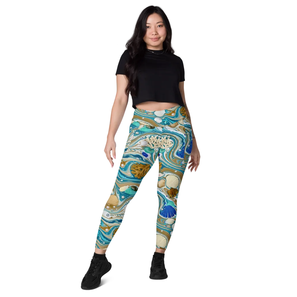 Aegean Marbling on Leggings with Pockets — Front