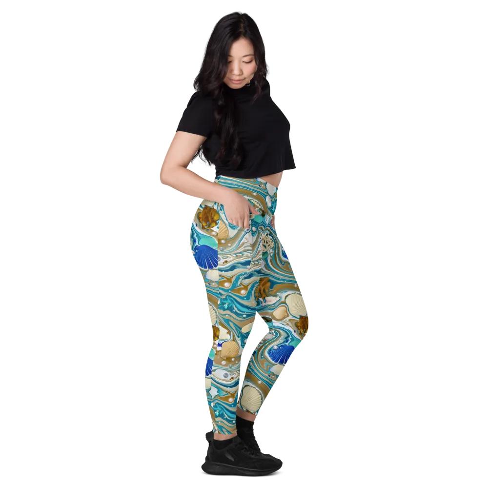 Aegean Marbling on Leggings with Pockets — Right