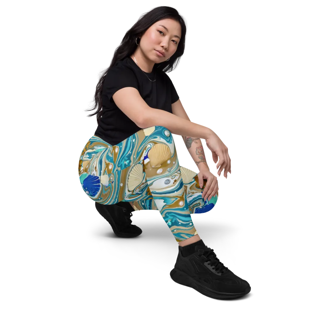 Aegean Marbling on Leggings with Pockets — Right Front