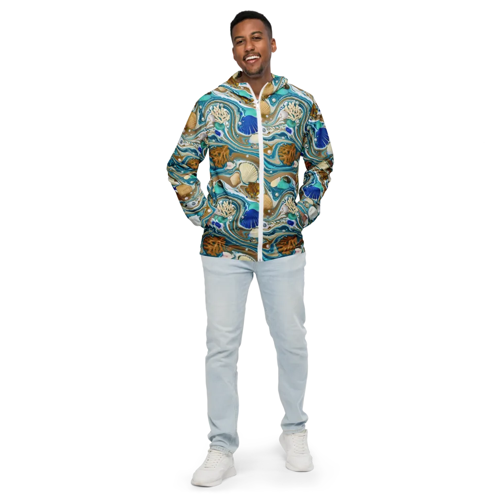 Aegean Marbling on Men's Windbreaker — Front
