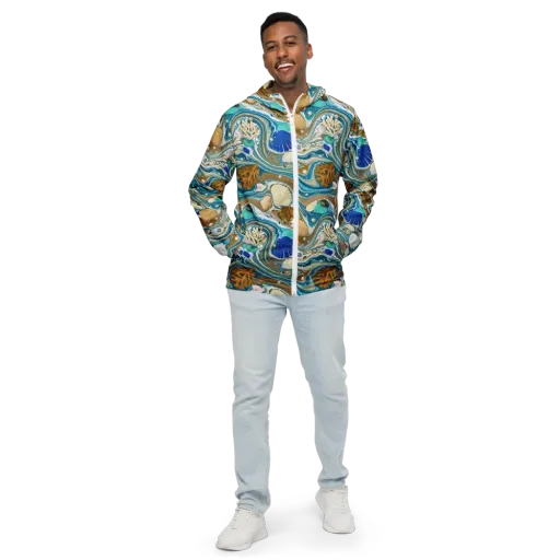 Aegean Marbling on a Men's Windbreaker