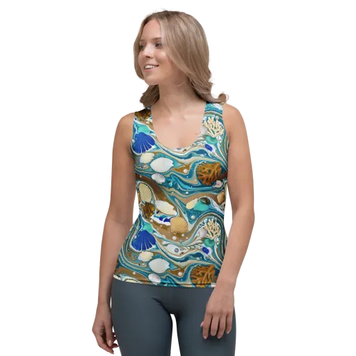 Aegean Marbling on a Women's Tank Top