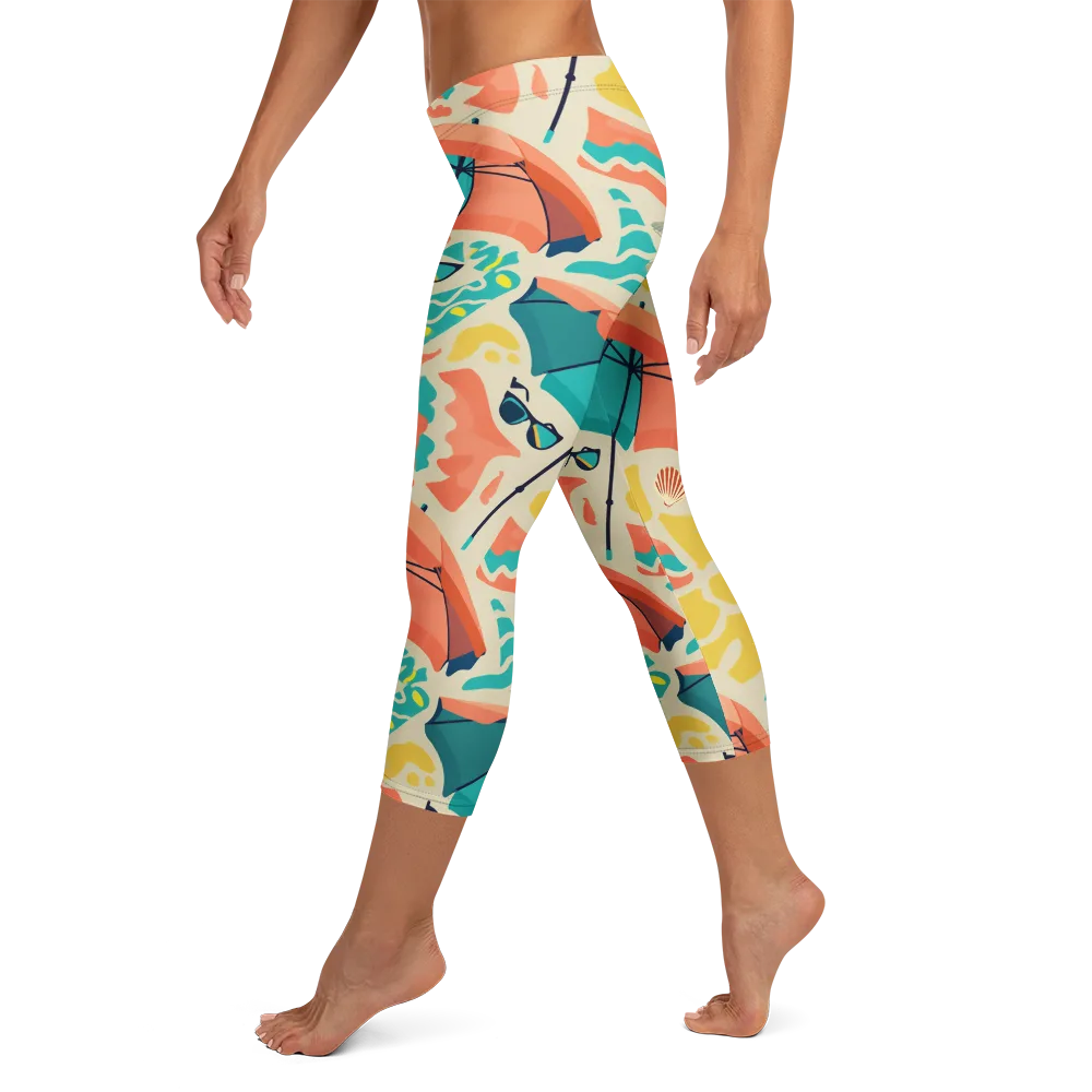 Sunset Shoreline on Capri Leggings — Left