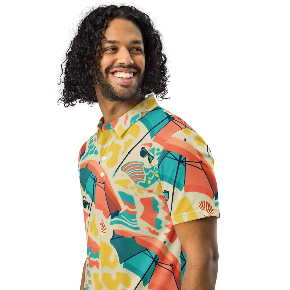 Sunset Shoreline on Men's Slim Fit Polo Shirt — Left Front