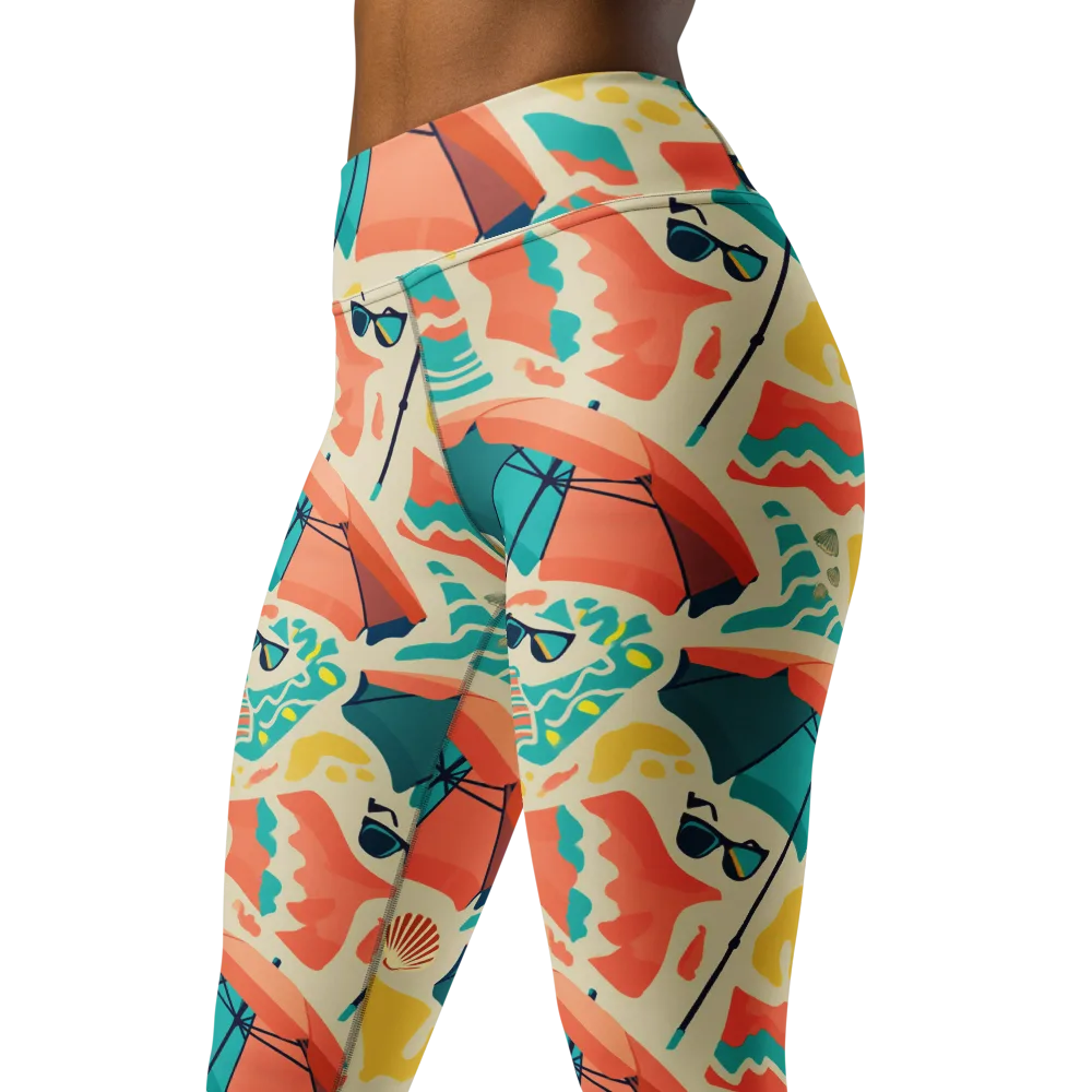 Sunset Shoreline on Yoga Leggings — Left Front