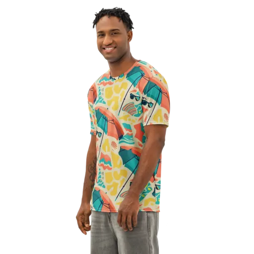 Sunset Shoreline on a Men's Cotton Crew Neck T-Shirt