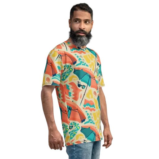 Sunset Shoreline on a Men's Crew Neck T-Shirt