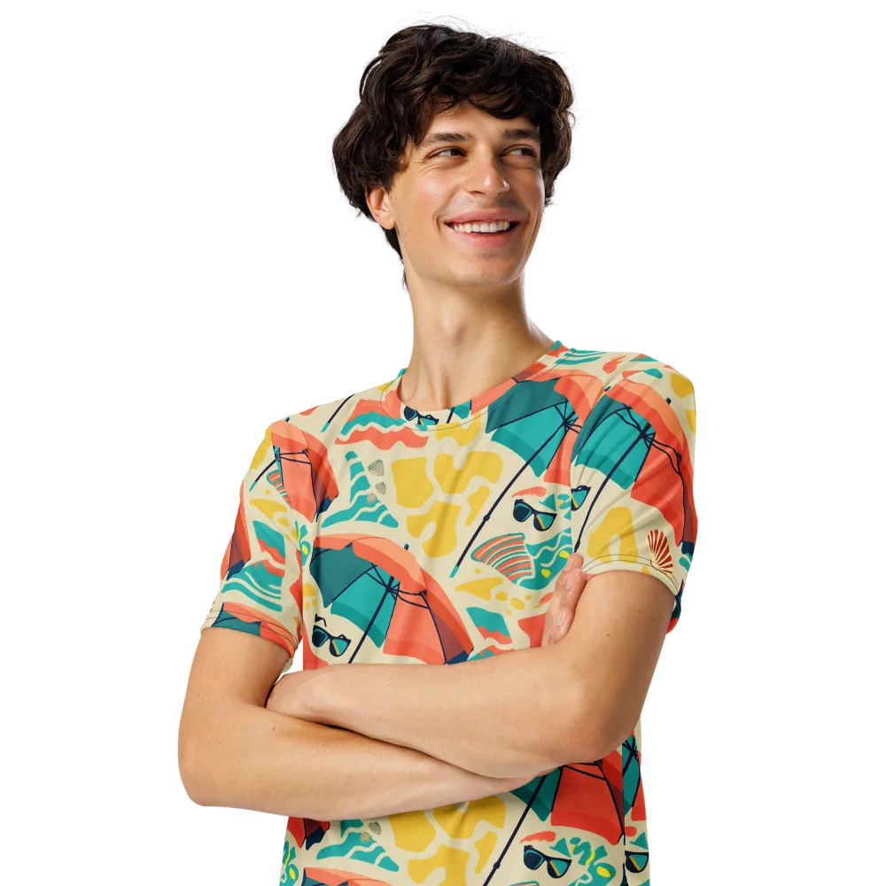 Sunset Shoreline on Men's Crew Neck T-Shirt — Left Front