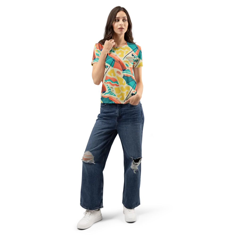 Sunset Shoreline on Women's Crew Neck T-Shirt — Front