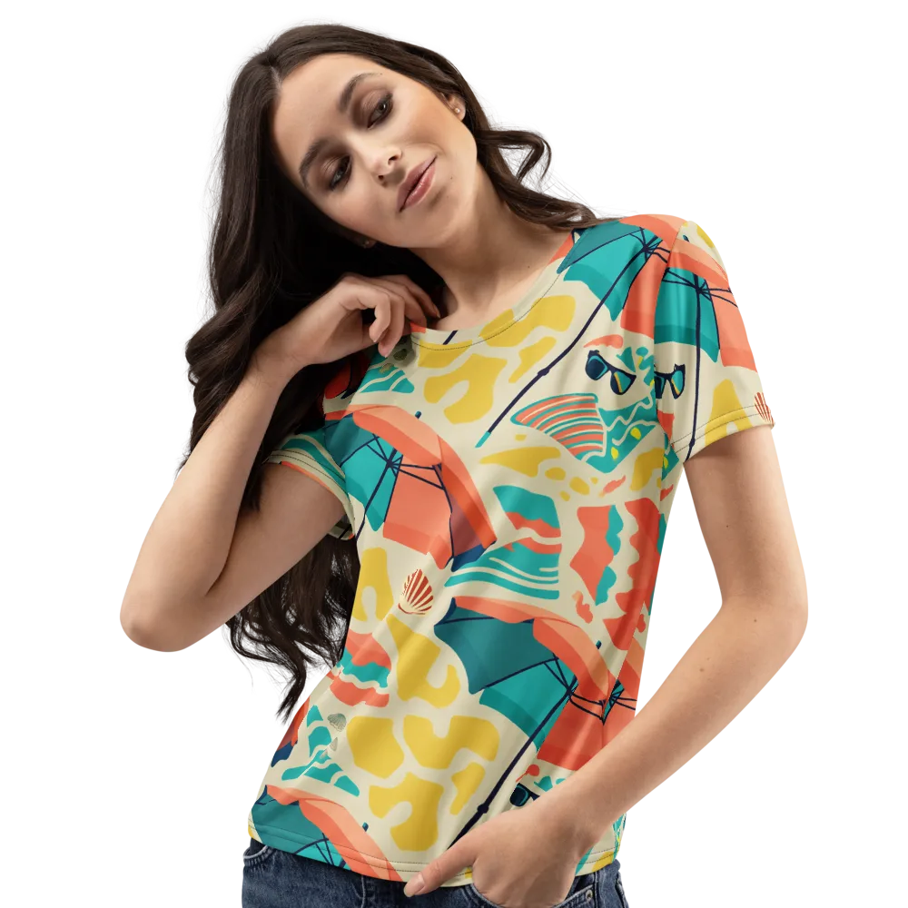 Sunset Shoreline on Women's Crew Neck T-Shirt — Left Front