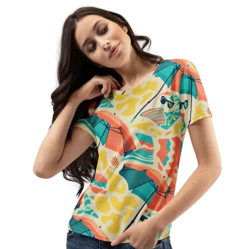 Sunset Shoreline on a Women's Crew Neck T-Shirt