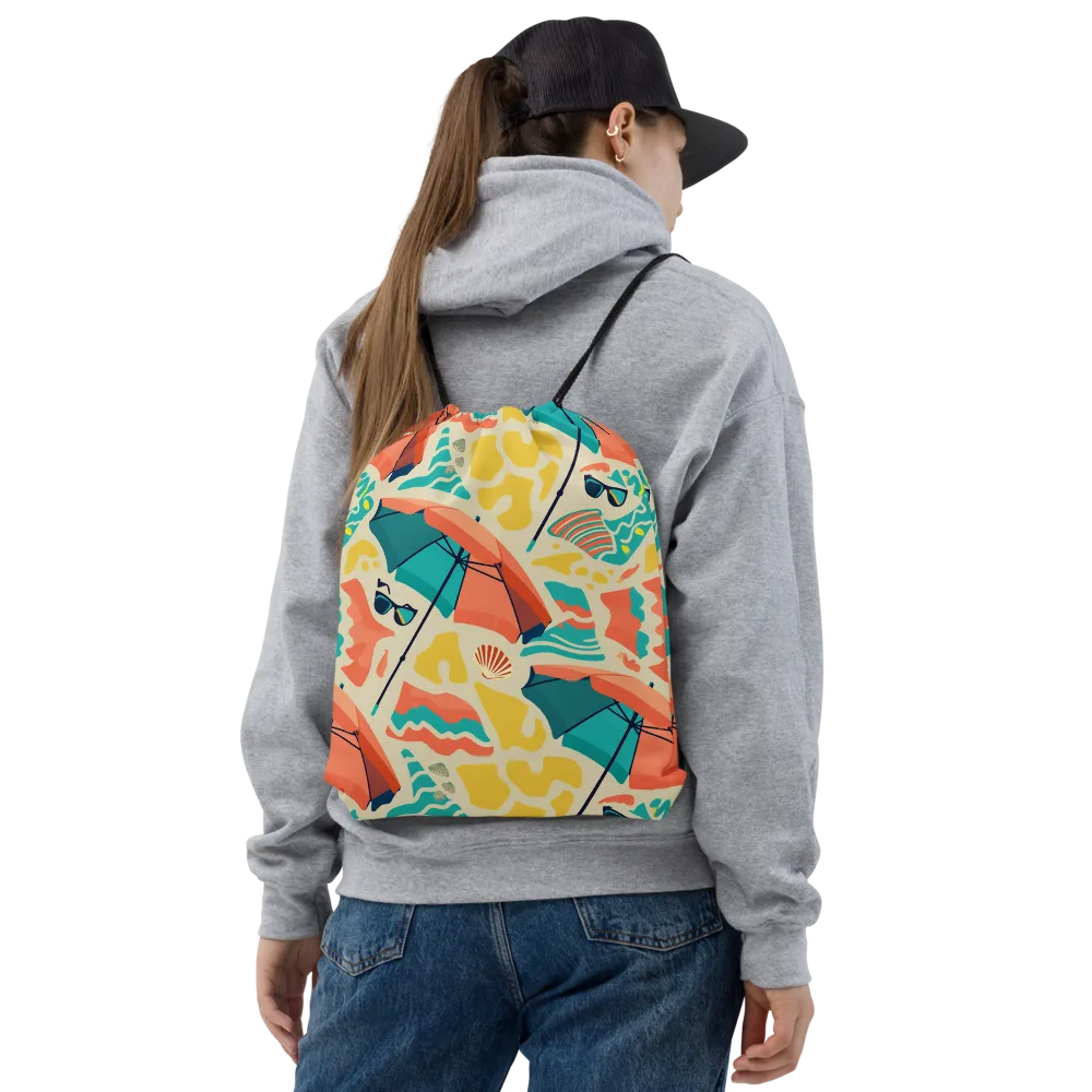Sunset Shoreline on Drawstring Bag — Front