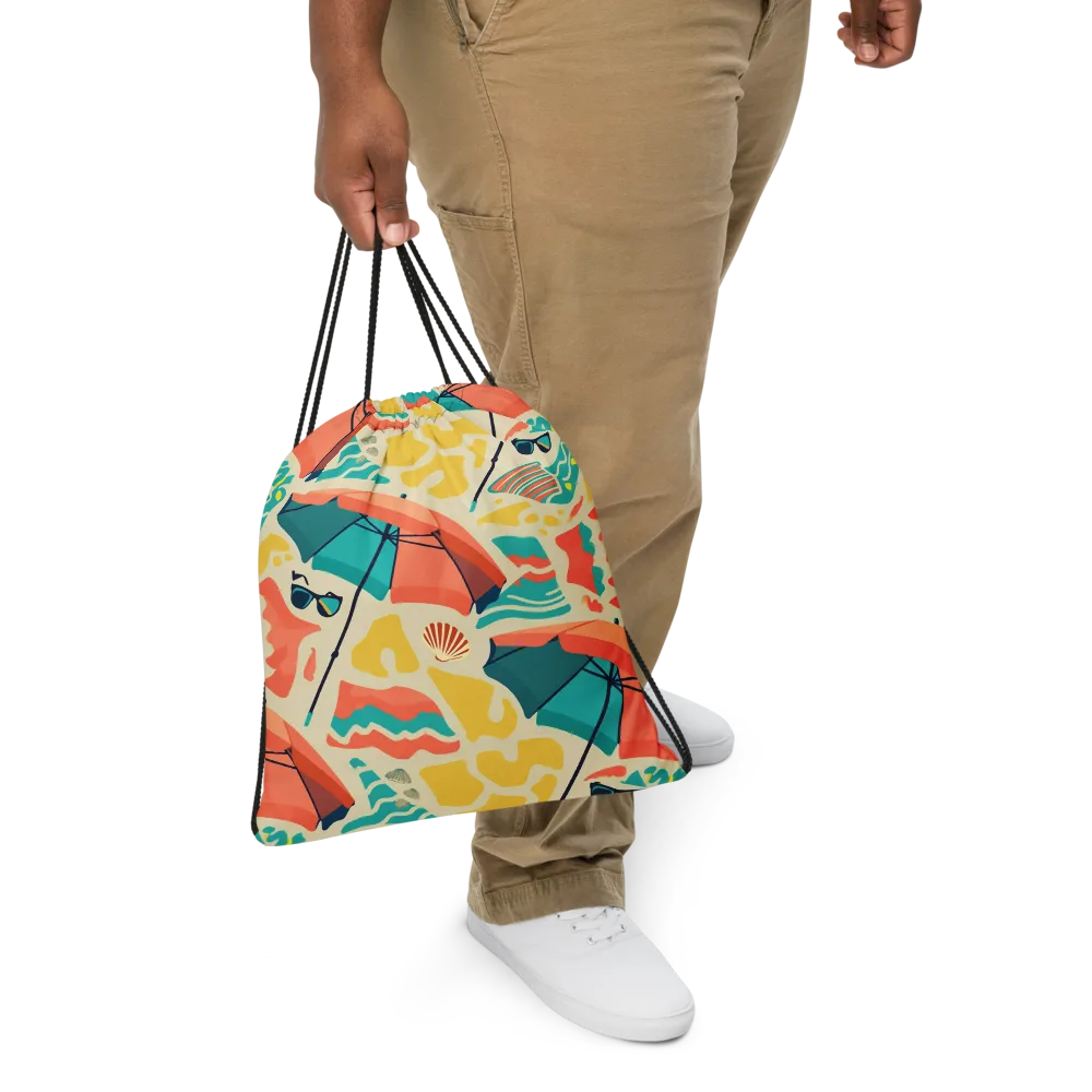 Sunset Shoreline on Drawstring Bag — Front