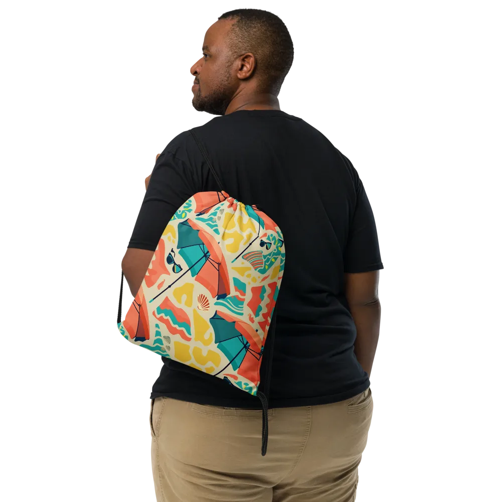 Sunset Shoreline on Drawstring Bag — Front