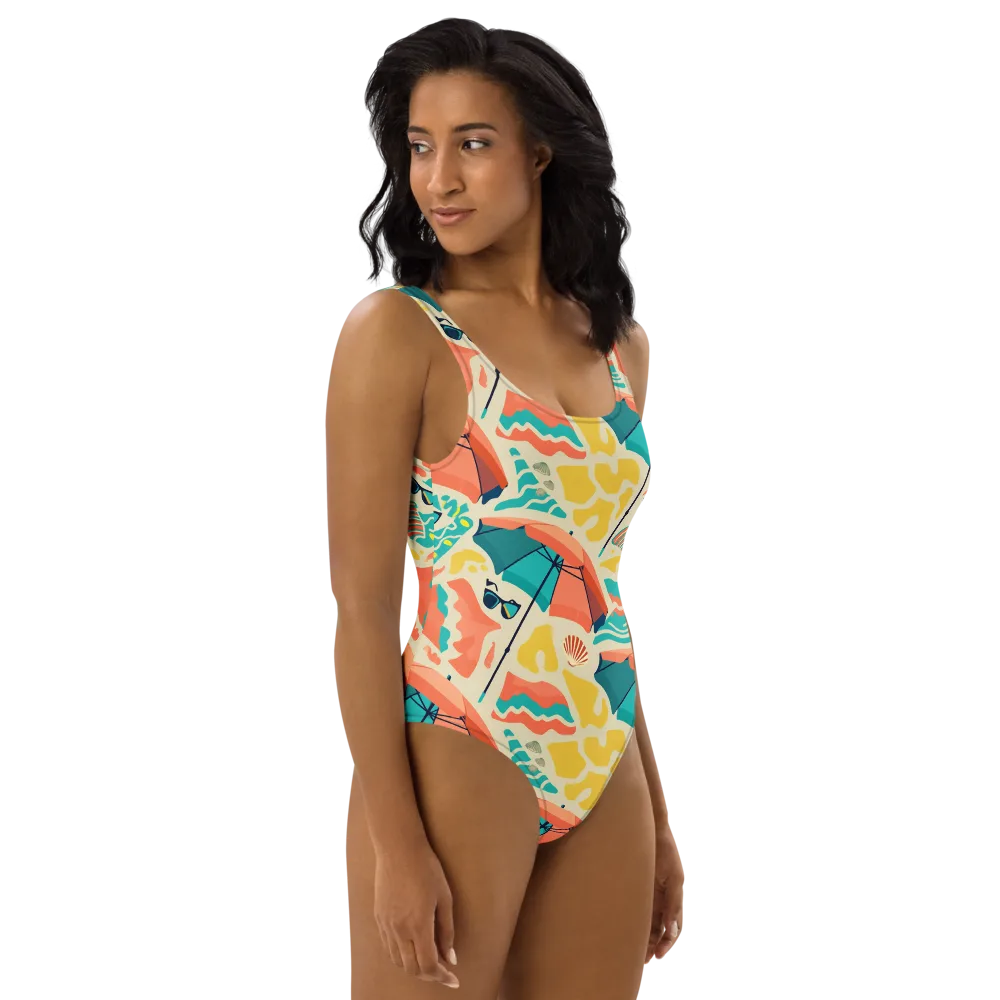 Sunset Shoreline on One-Piece Swimsuit — Right