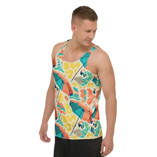 Sunset Shoreline on a Men's Tank Top