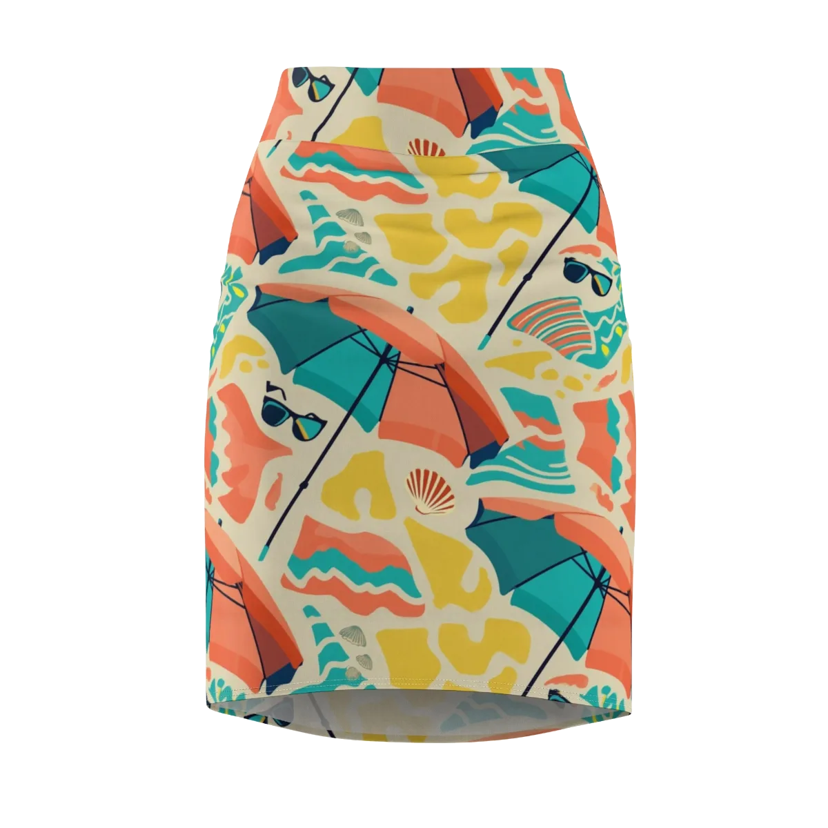 Sunset Shoreline on Pencil Skirt — Front
