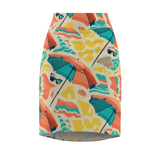 Sunset Shoreline on a Pencil Skirt