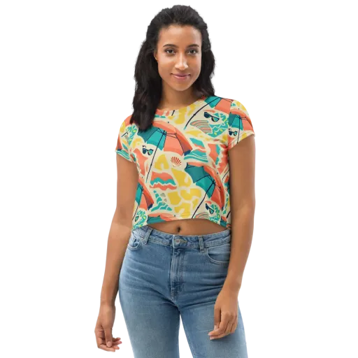 Sunset Shoreline on a Crop Tee