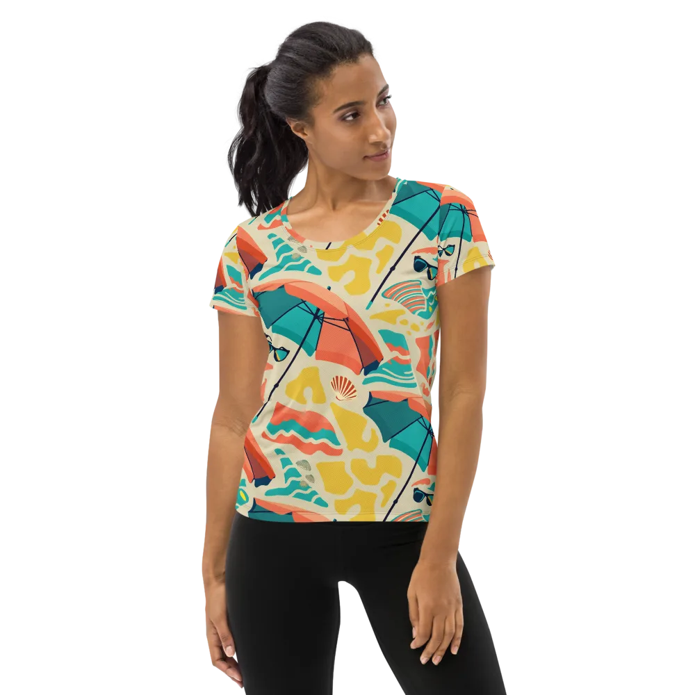 Sunset Shoreline on Women's Athletic T-Shirt — Front