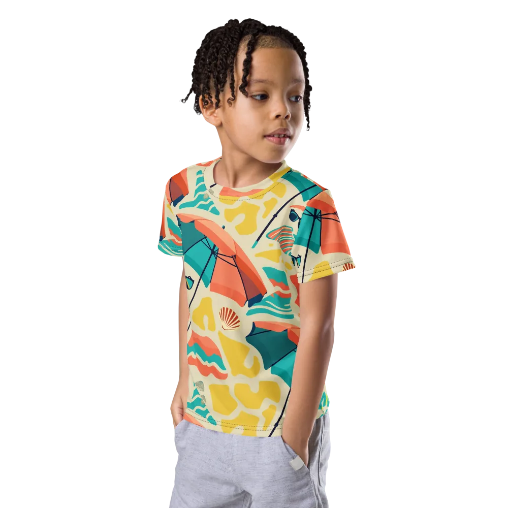 Sunset Shoreline on Kids Crew Neck T-Shirt — Left Front