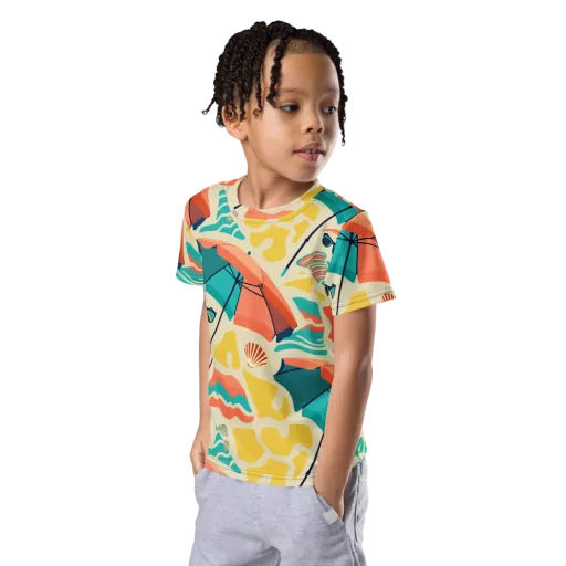 Sunset Shoreline on a Kids Crew Neck T-Shirt