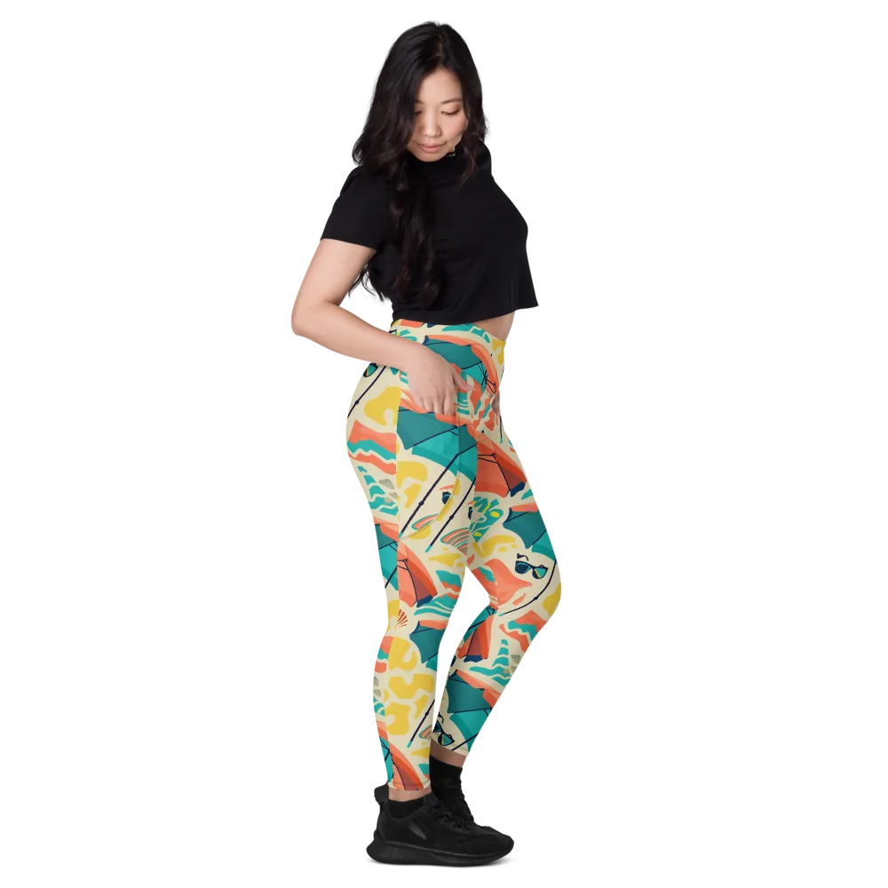 Sunset Shoreline on Leggings with Pockets — Right