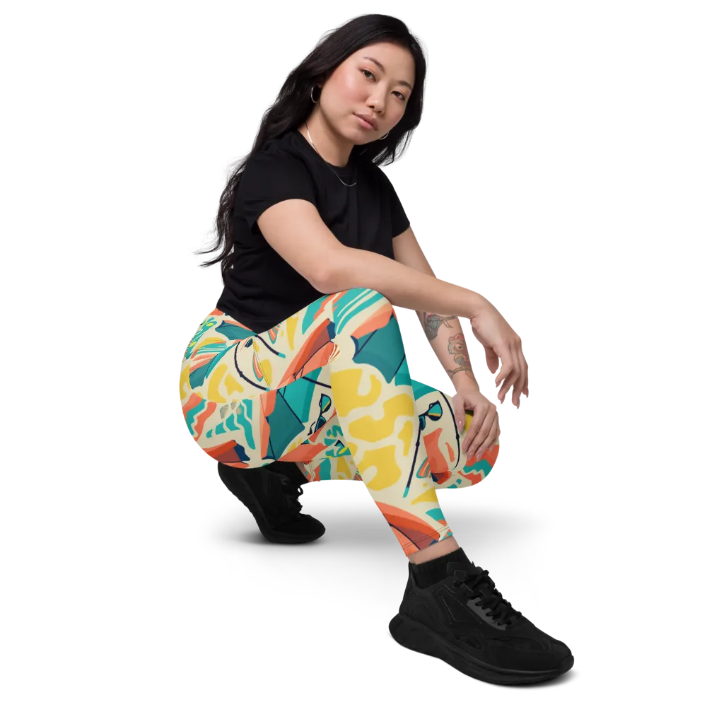 Sunset Shoreline on Leggings with Pockets — Right Front