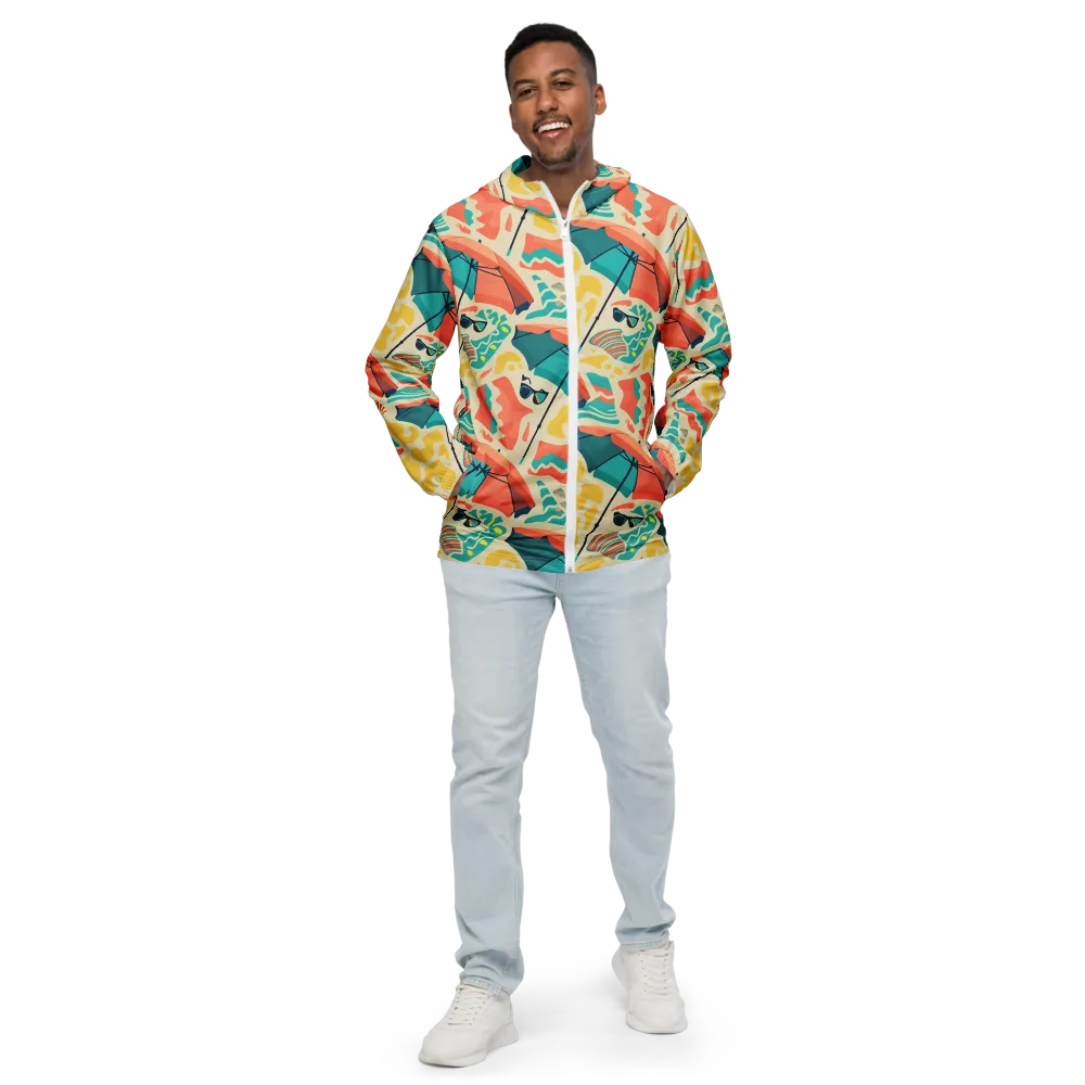 Sunset Shoreline on Men's Windbreaker — Front