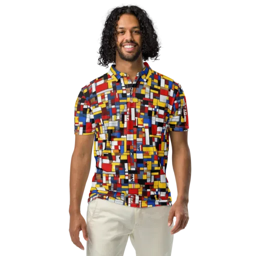 Primary Mosaic on a Men's Slim Fit Polo Shirt