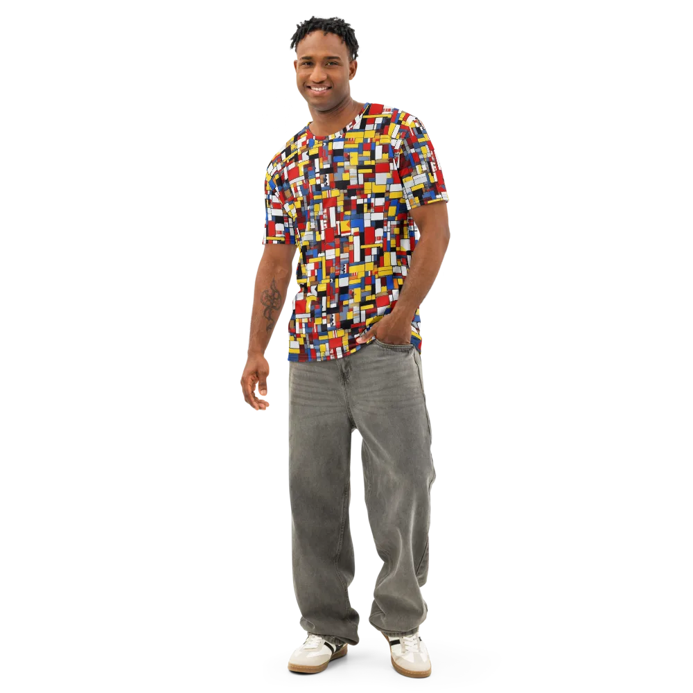 Primary Mosaic on Men's Cotton Crew Neck T-Shirt — Front
