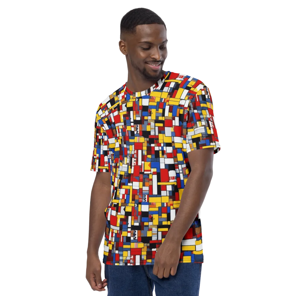 Primary Mosaic on Men's Crew Neck T-Shirt — Left
