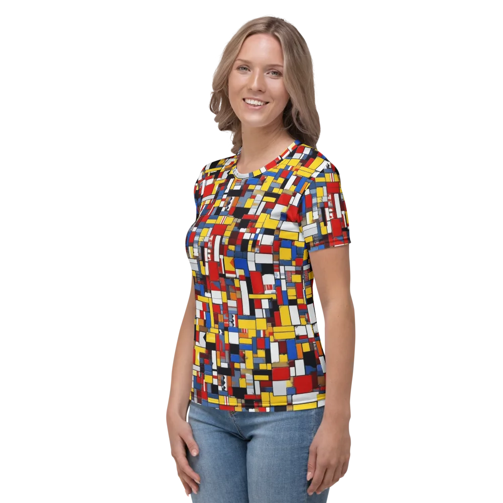 Primary Mosaic on Women's Crew Neck T-Shirt — Left