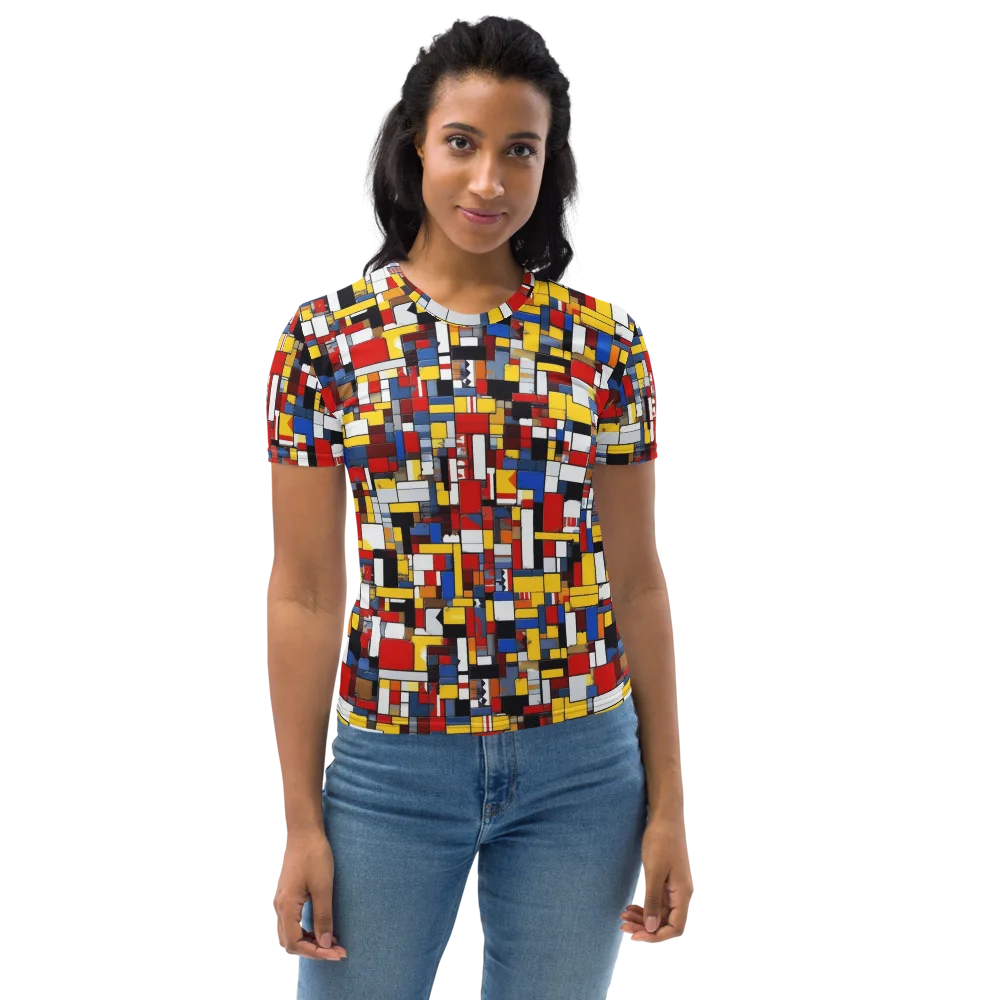 Primary Mosaic on Women's Crew Neck T-Shirt — Front