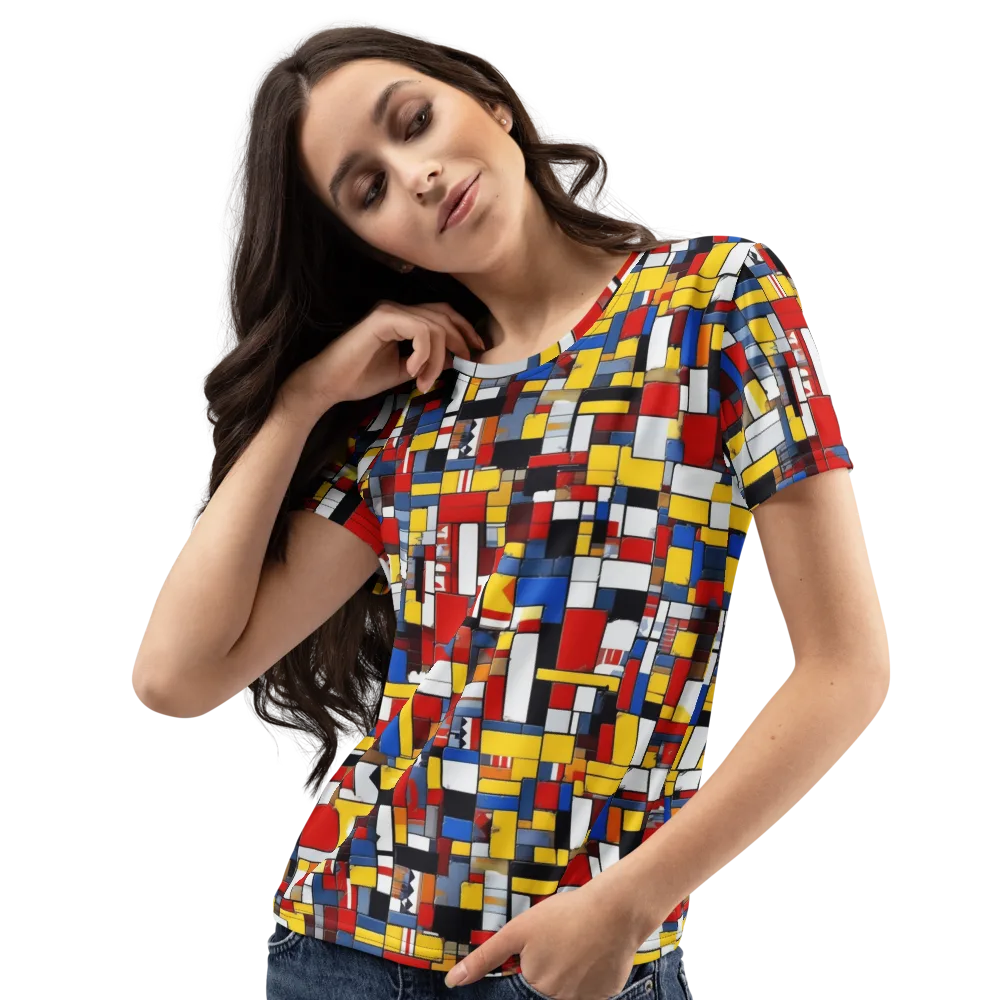 Primary Mosaic on Women's Crew Neck T-Shirt — Left Front