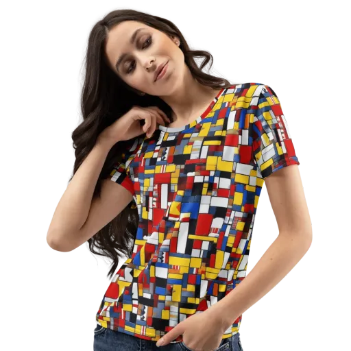 Primary Mosaic on a Women's Crew Neck T-Shirt