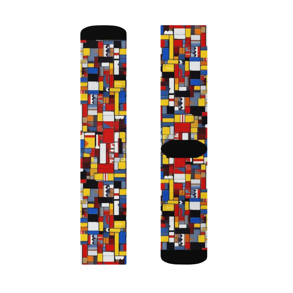 Primary Mosaic on Socks — Right Sock