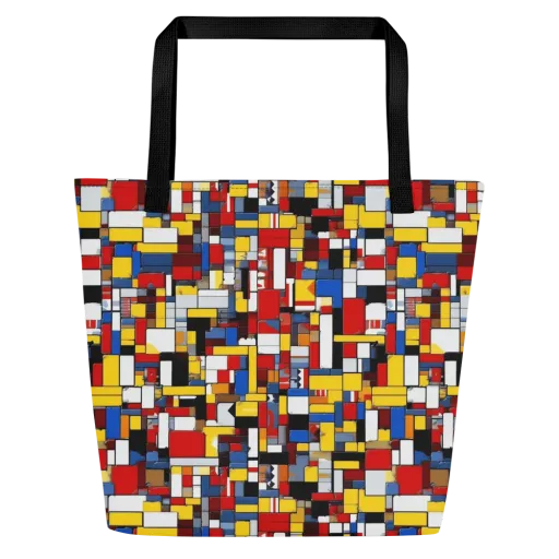Primary Mosaic on a Large Tote Bag W/ Pocket