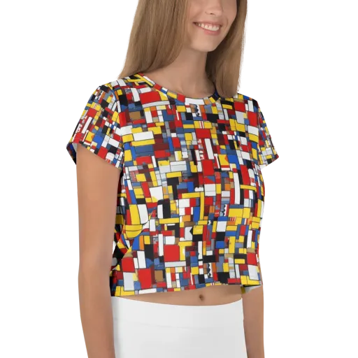 Primary Mosaic on a Crop Tee