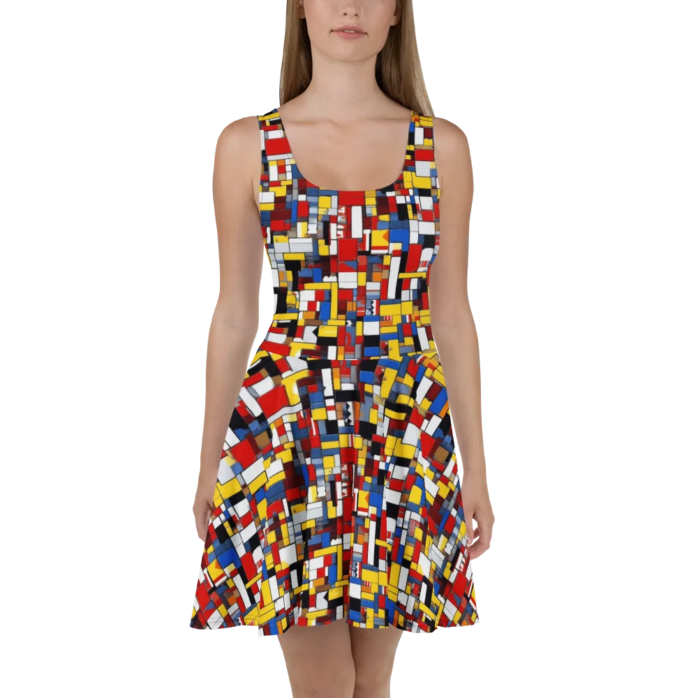 Primary Mosaic on Skater Dress — Front