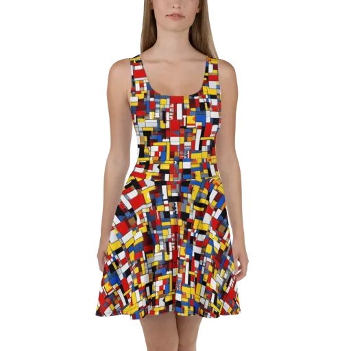 Primary Mosaic on a Skater Dress