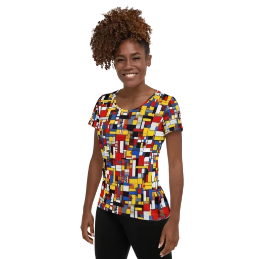 Primary Mosaic on a Women's Athletic T-Shirt