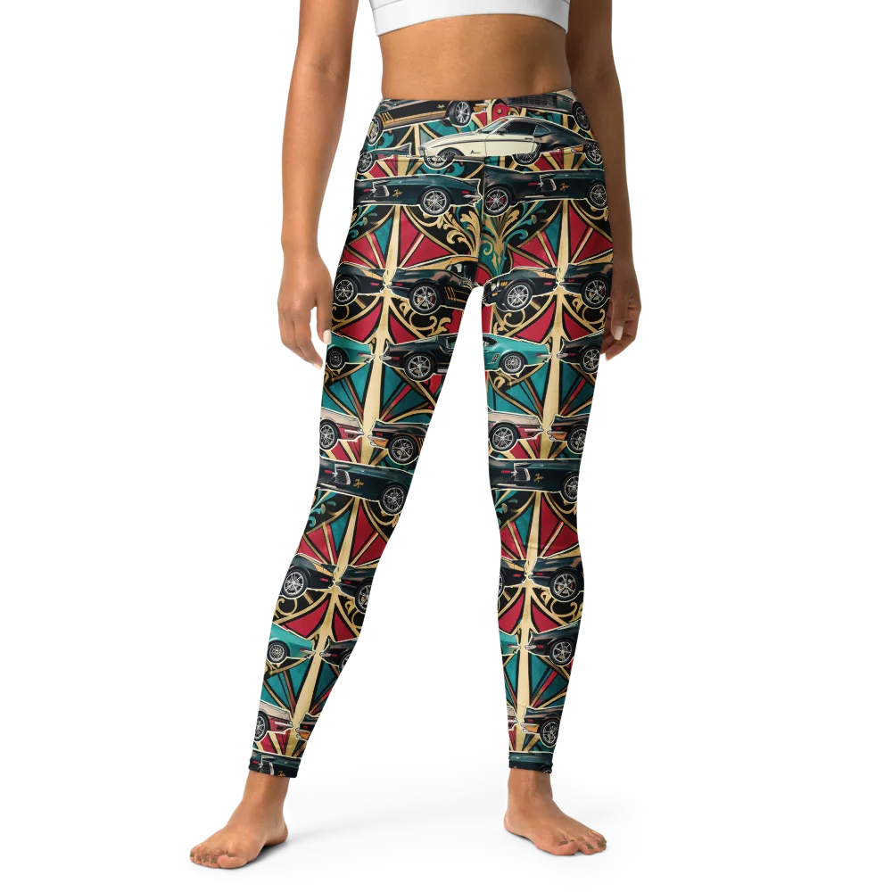 Chrome Deco Rally on Yoga Leggings — Front