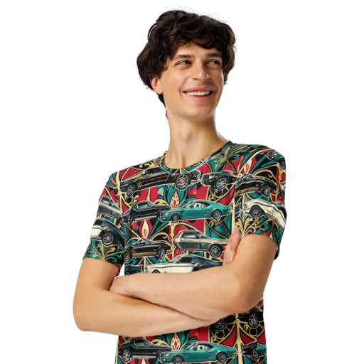 Chrome Deco Rally on a Men's Crew Neck T-Shirt