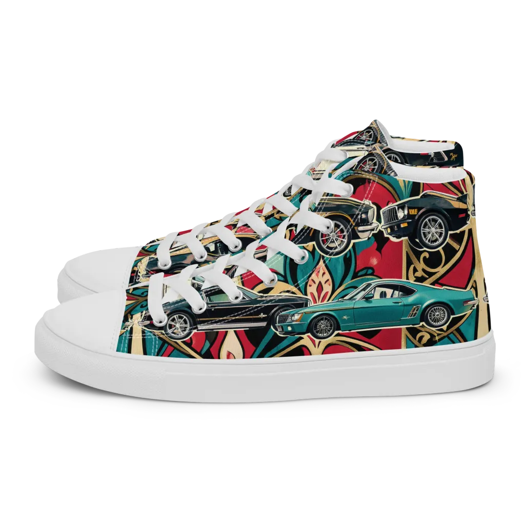 Chrome Deco Rally on Men's High Top Canvas Shoes — Left