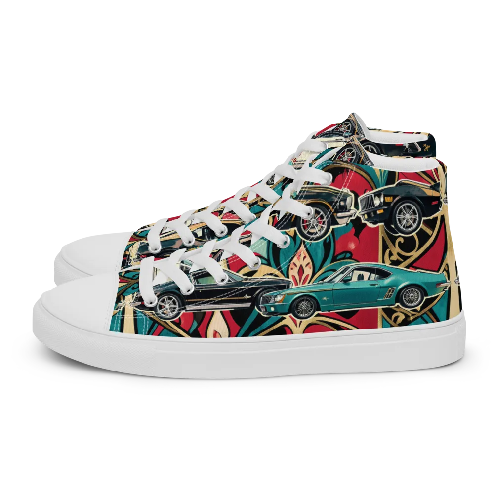 Chrome Deco Rally on Women's High Top Canvas Shoes — Left